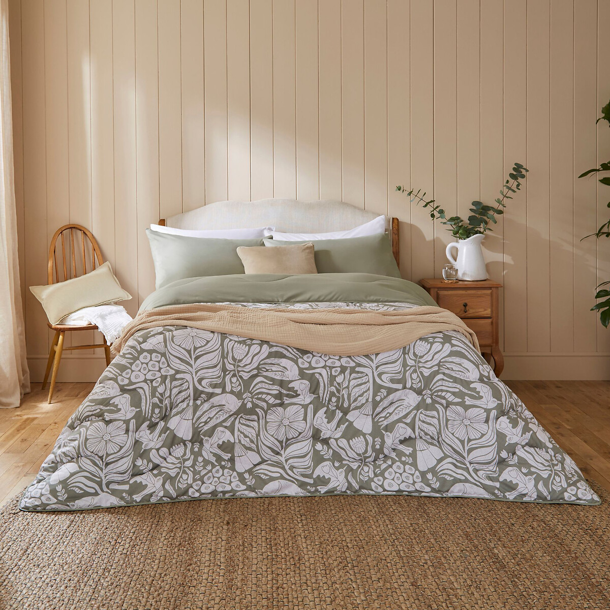 6 Tog Coverless Duvet And Pillowcase Set Olive Meadow, NIGHT LARK