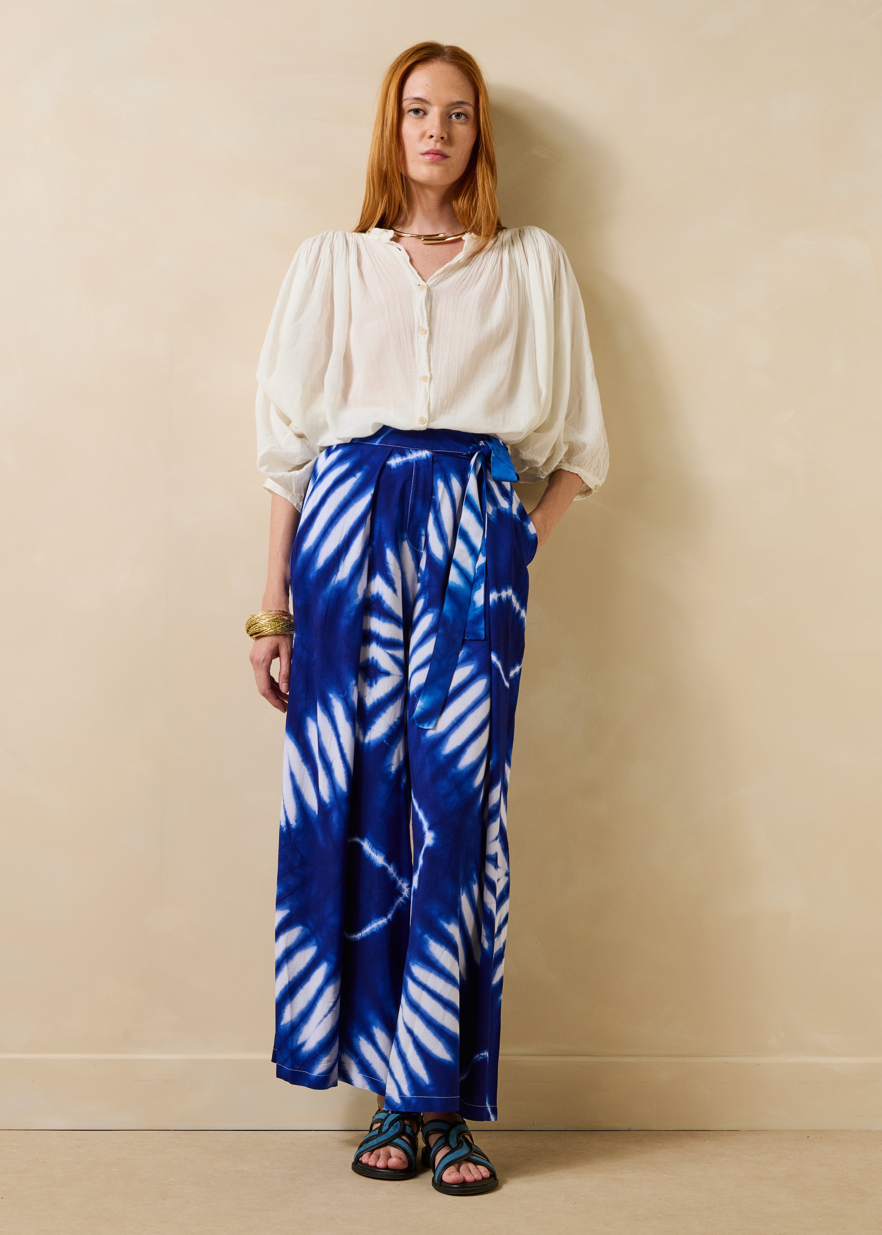 Pantalon large à imprimé ceinturé, LA FEE MARABOUTEE
