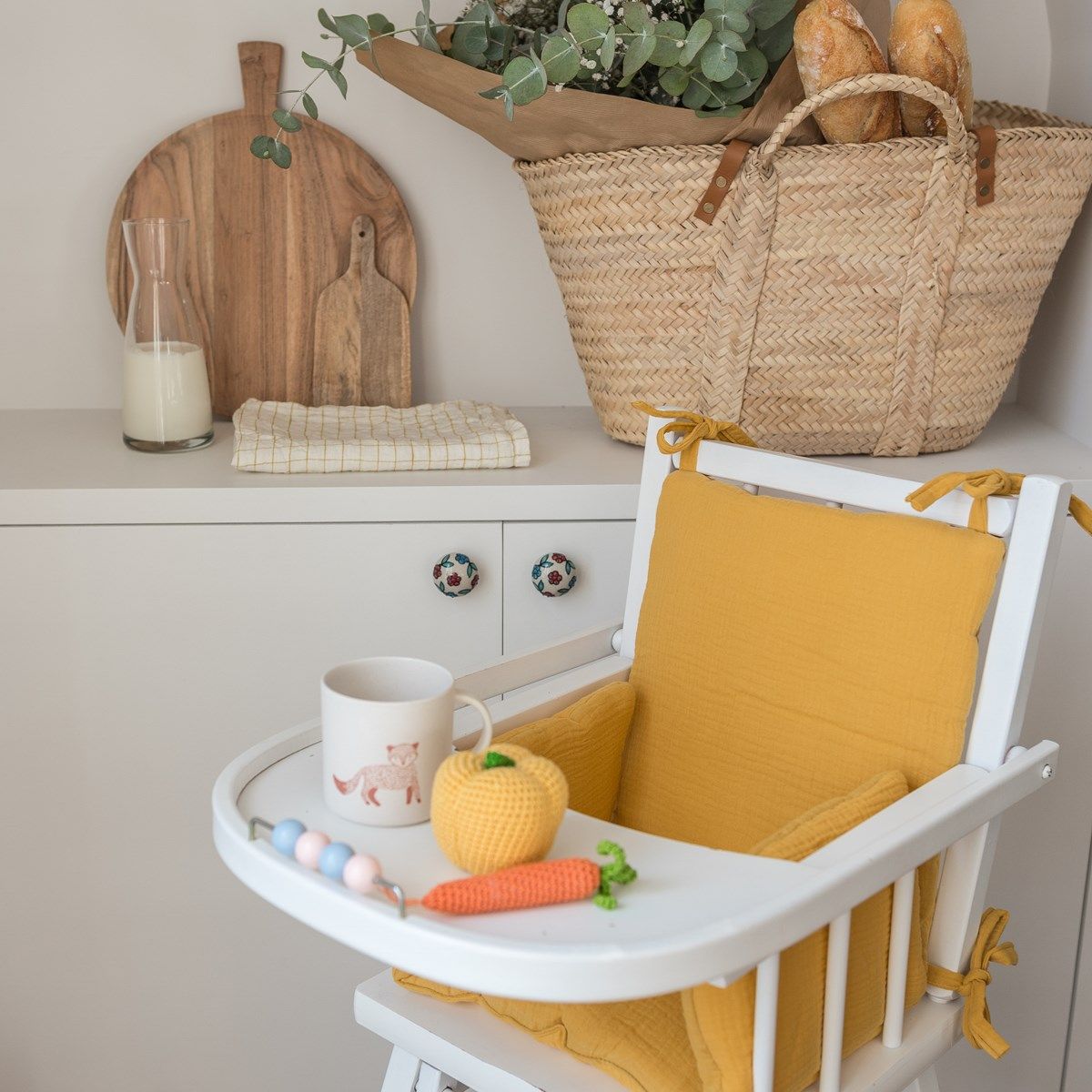 Coussin chaise haute bébé gaze de coton - Ma Baby Checklist