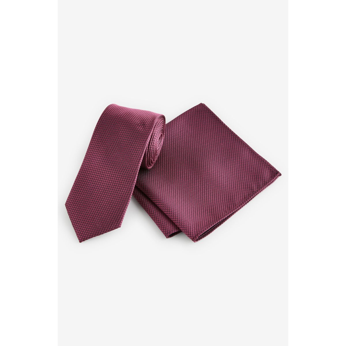 Cravate et pochette 100 % soie texturée, NEXT