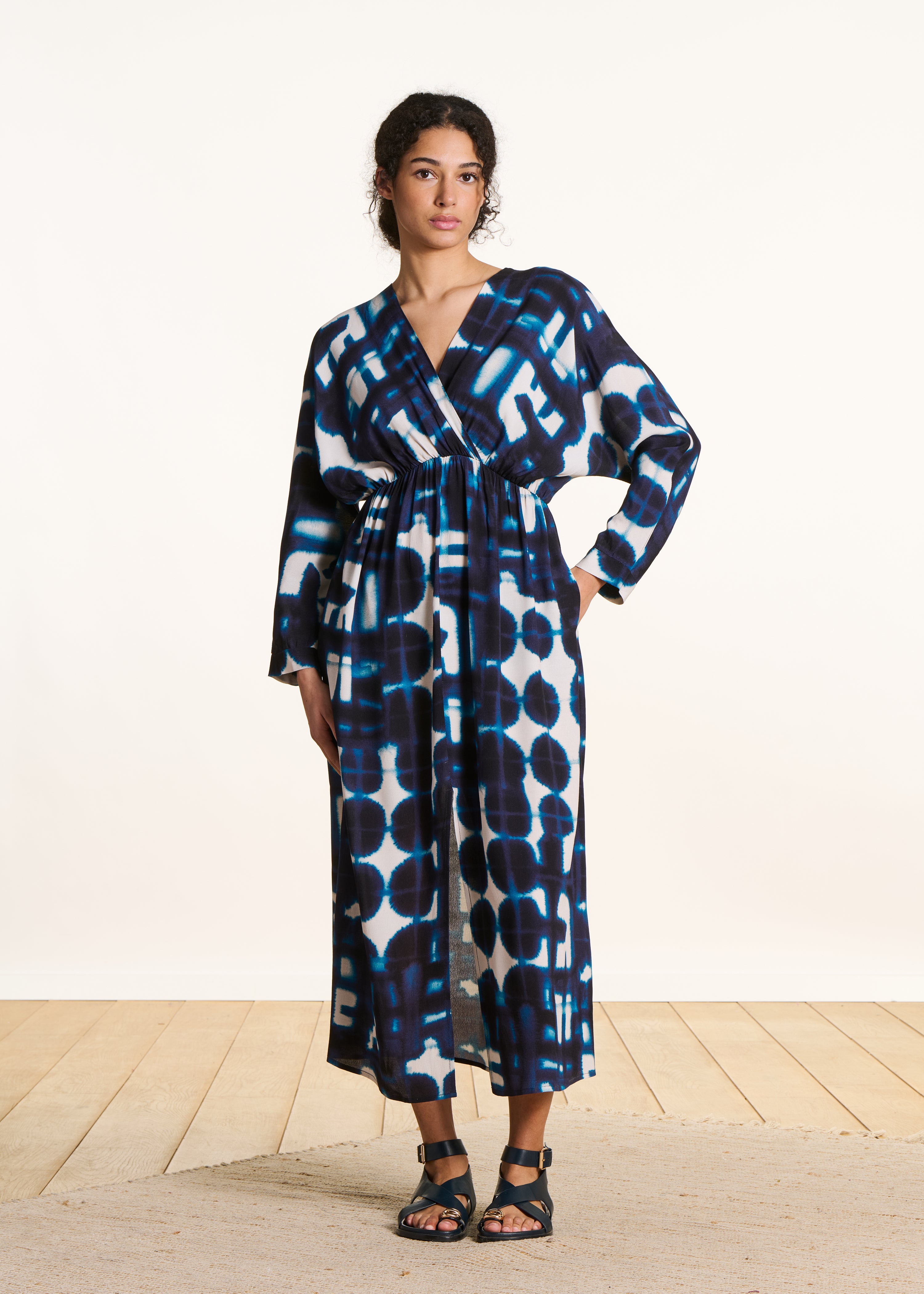 Robe longue fendue à imprimé, LA FEE MARABOUTEE