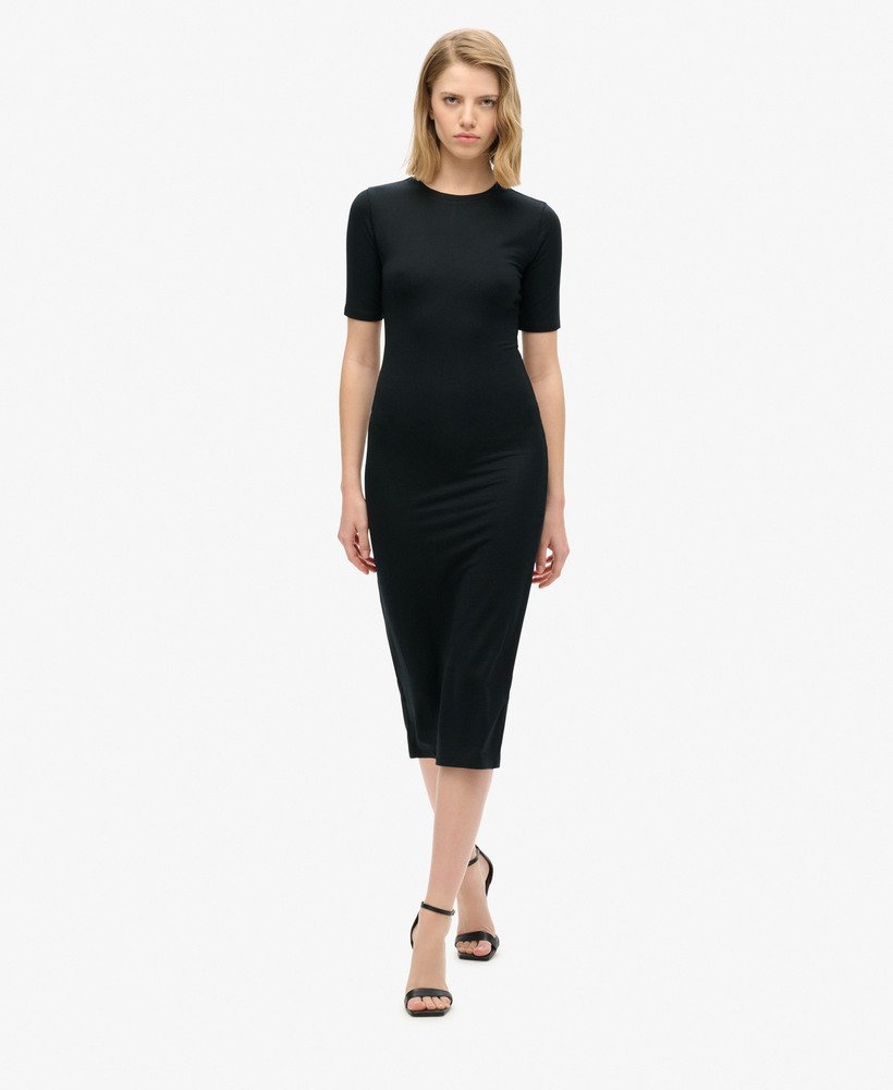 Robe mi-longue en jersey à manches courtes, SUPERDRY