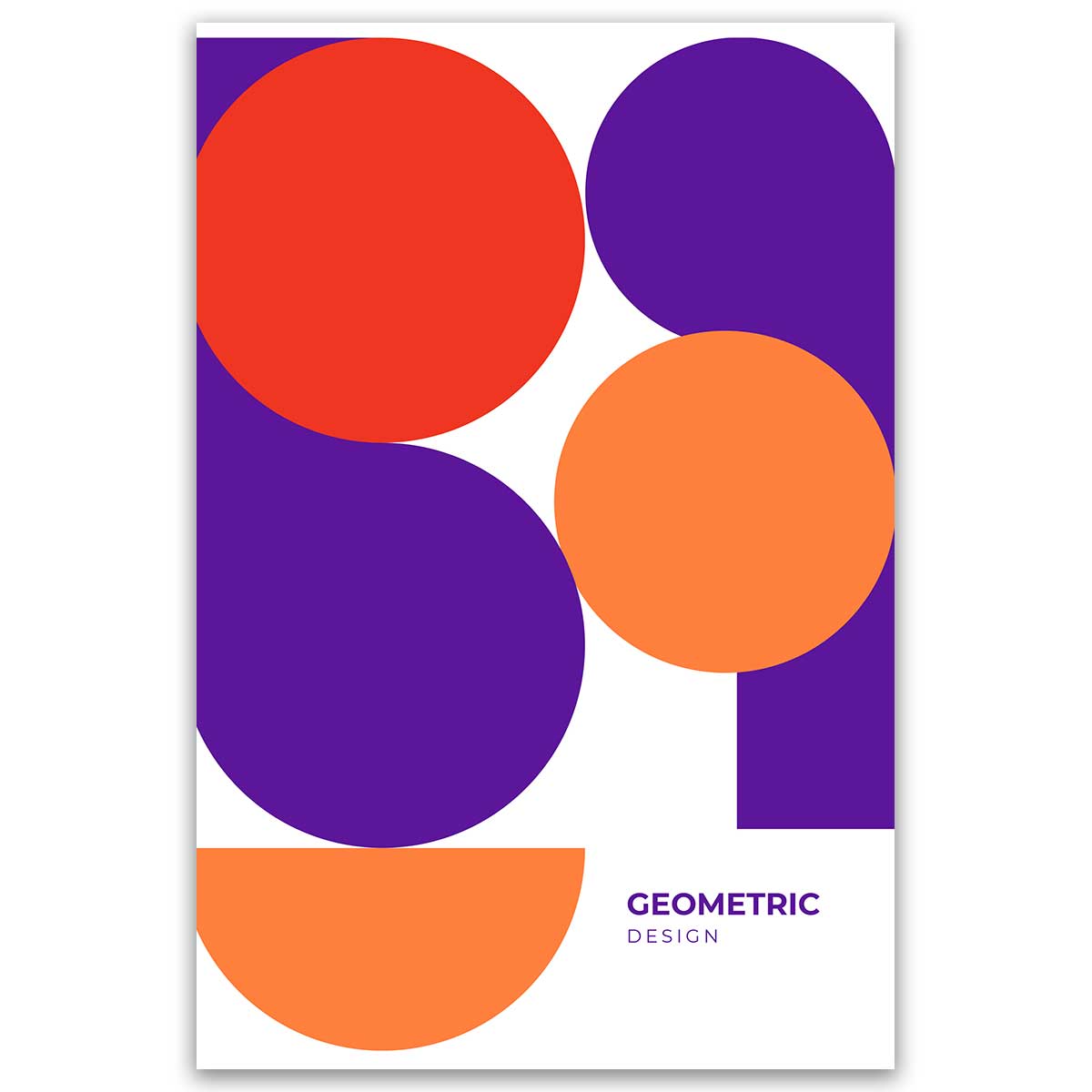 Tableau géométrique cercles violet et orange, HEXOA