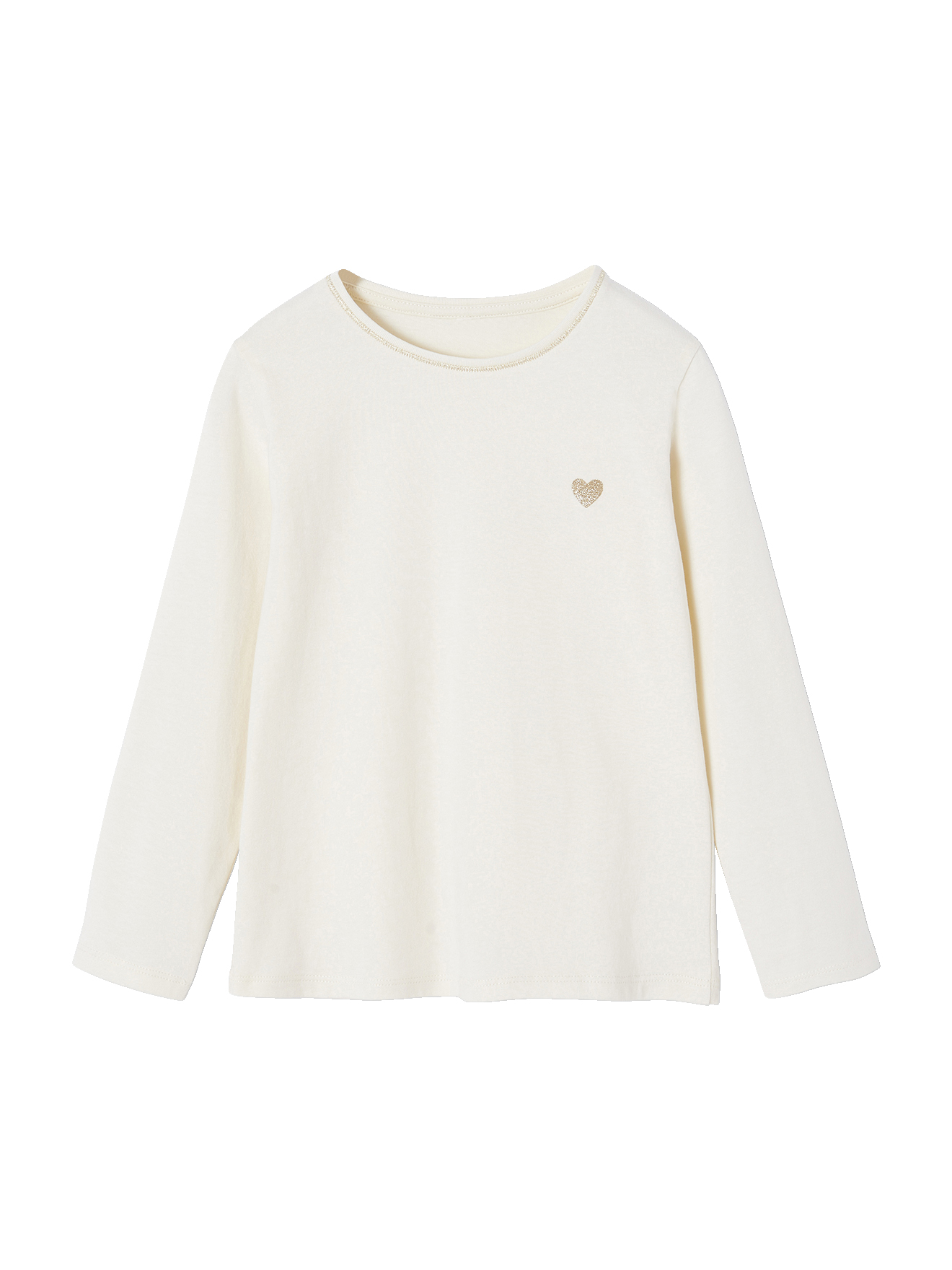 T-shirt coeur pailleté manches longues, VERTBAUDET