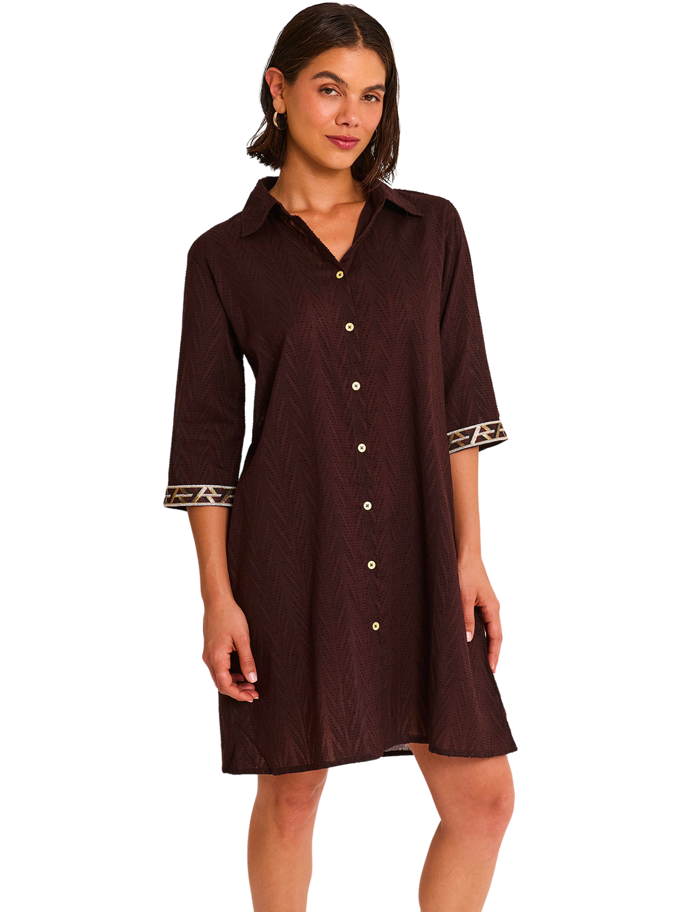 Robe chemise de plage manches mi-longues DUNA, SELMARK MARE