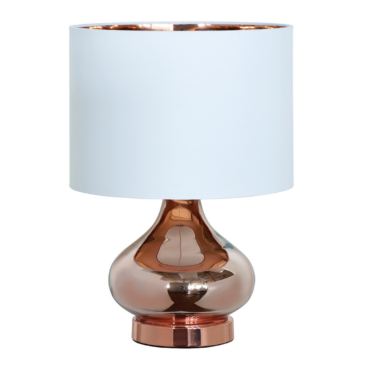 Copper High Shine Metallic Table Lamp, Copper Coloured Lamp Shades For Bedroom