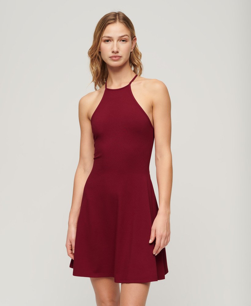 Mini robe ajustée et évasée en jersey, SUPERDRY