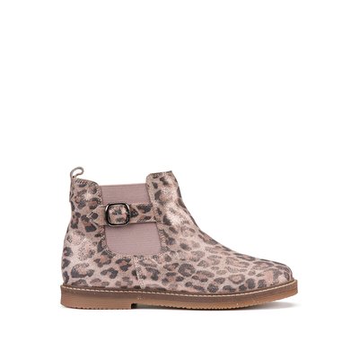 Kids Leopard Print Ankle Boots in Leather LA REDOUTE COLLECTIONS