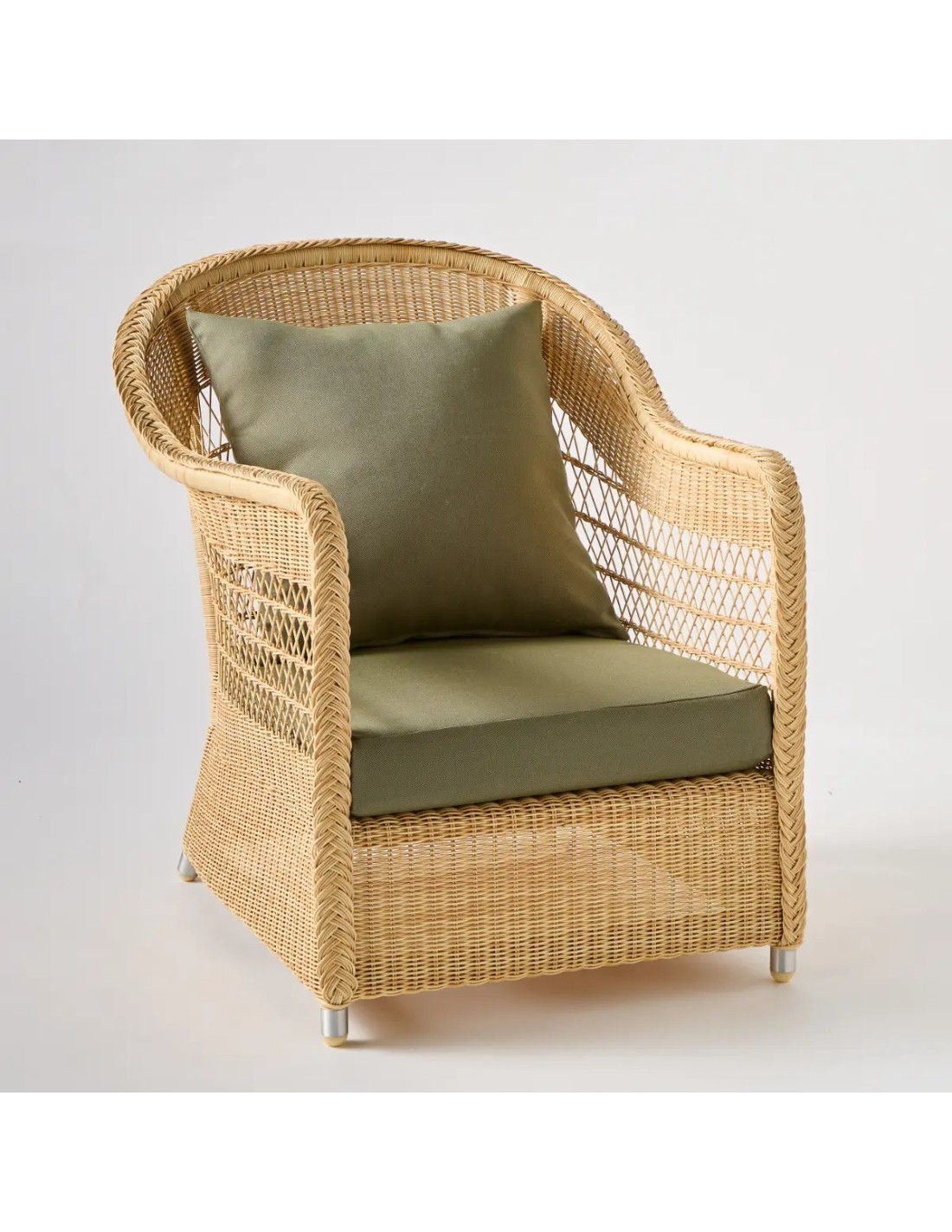 Fauteuil en résine BIARRITZ CHATAIGNE chenille gris, KOK