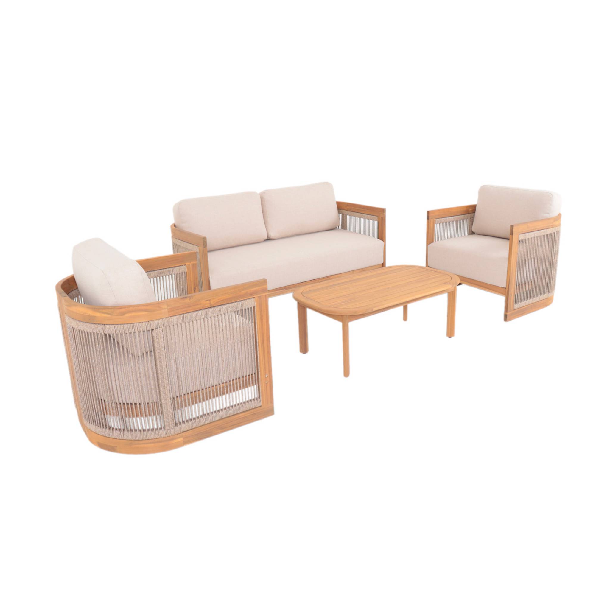 Salon de jardin bois d'acacia et cordes 4 places MAUI, SWEEEK