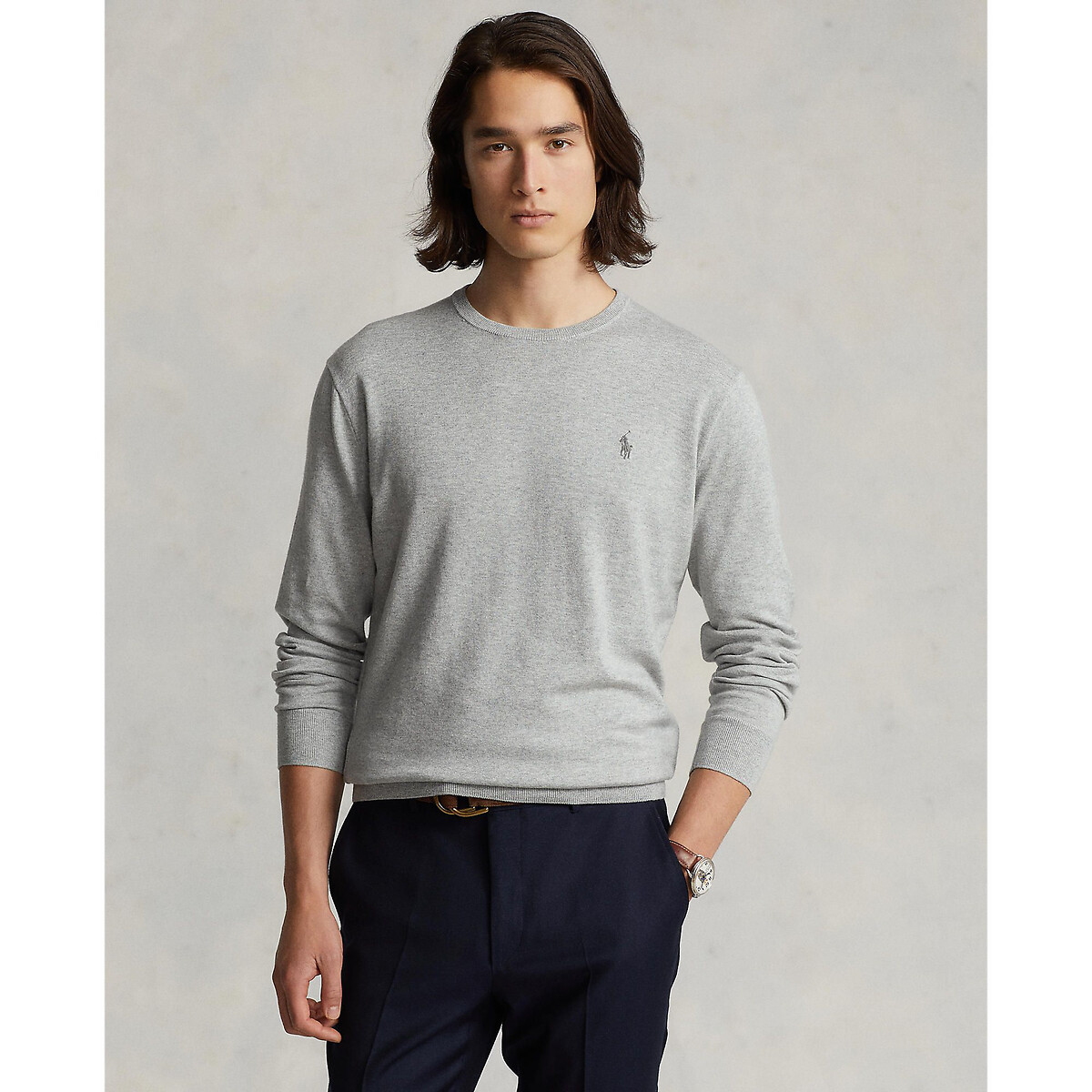 Image of Pima Cotton Jumper with Crew-Neck