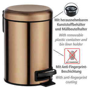 Poubelle De Salle De Bain 5 Litres Acier Inox - Mécanisme à Pédale - Couvercle Et Seau Amovible - Design Compact