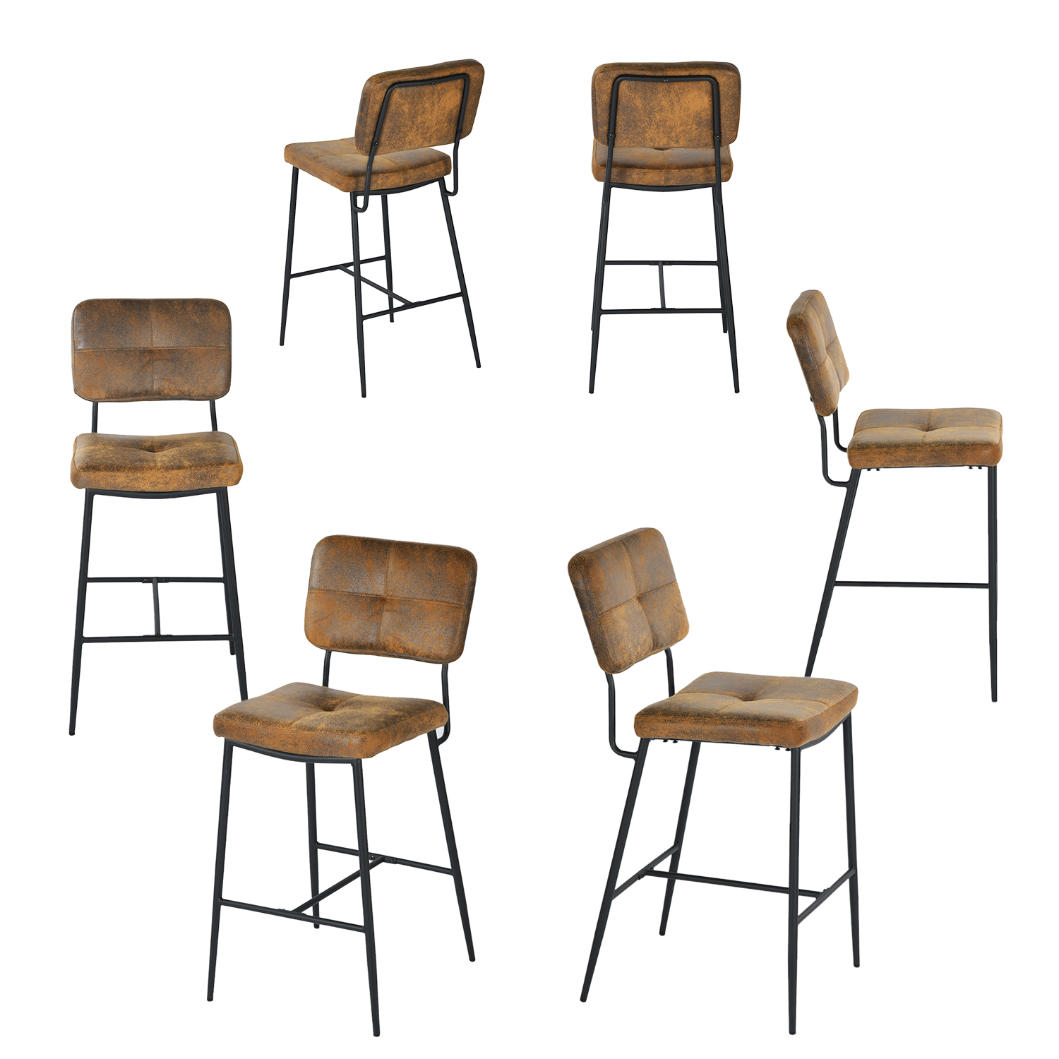 Lot de 6 tabouret de bar rétro vintage, INDEPENDENCE, MEUBLES COSY