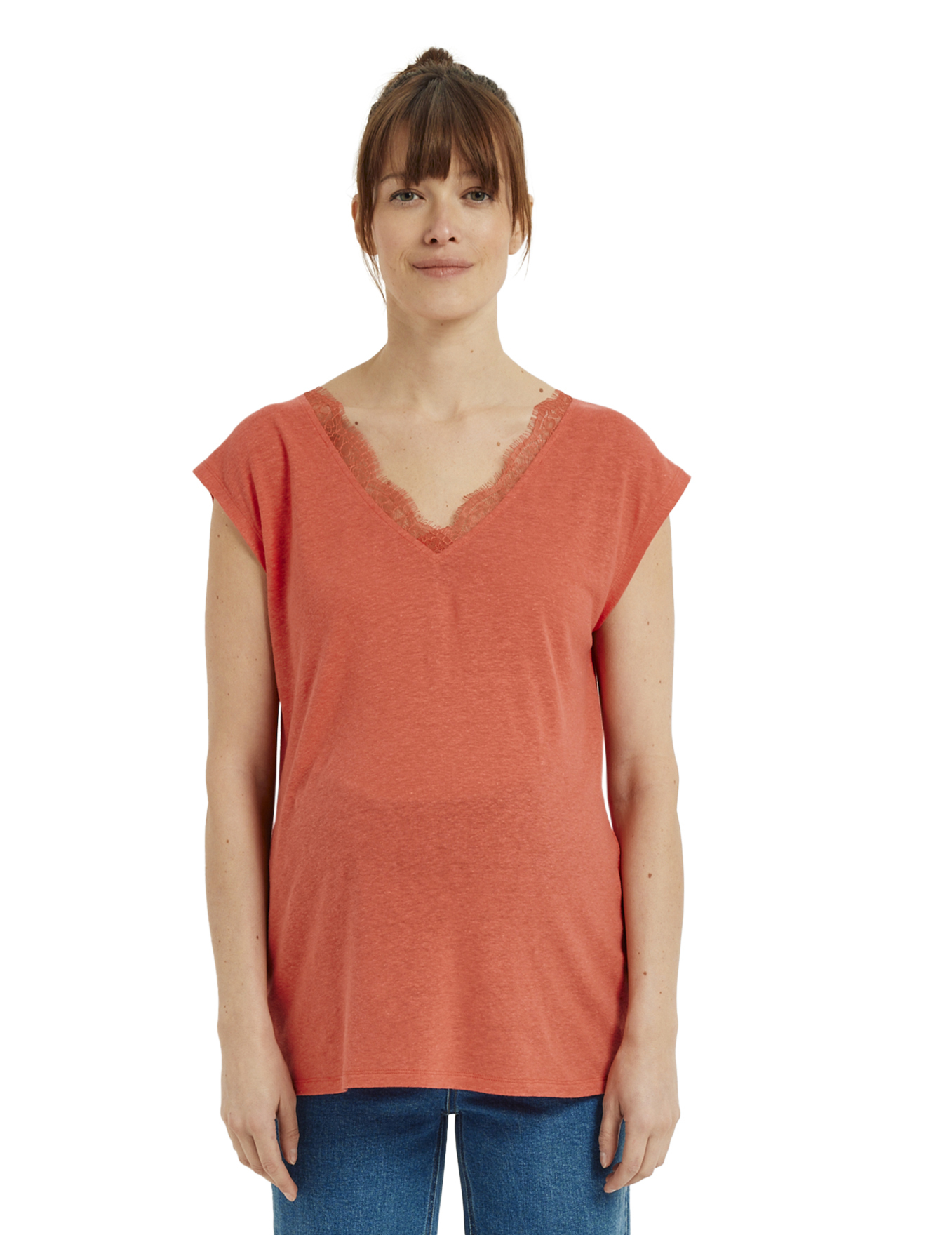 T-shirt de grossesse devant/dos en lin mélangé, VERTBAUDET