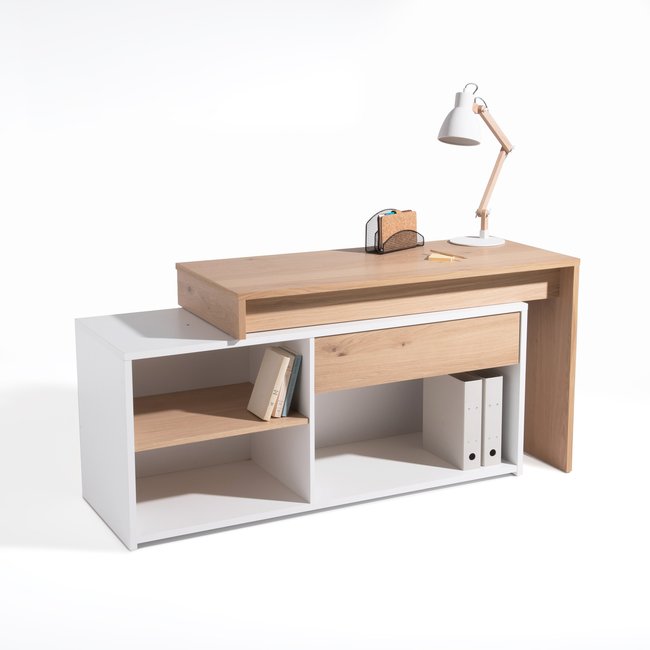 Maddo Angled Modular Desk, oak/white, LA REDOUTE INTERIEURS