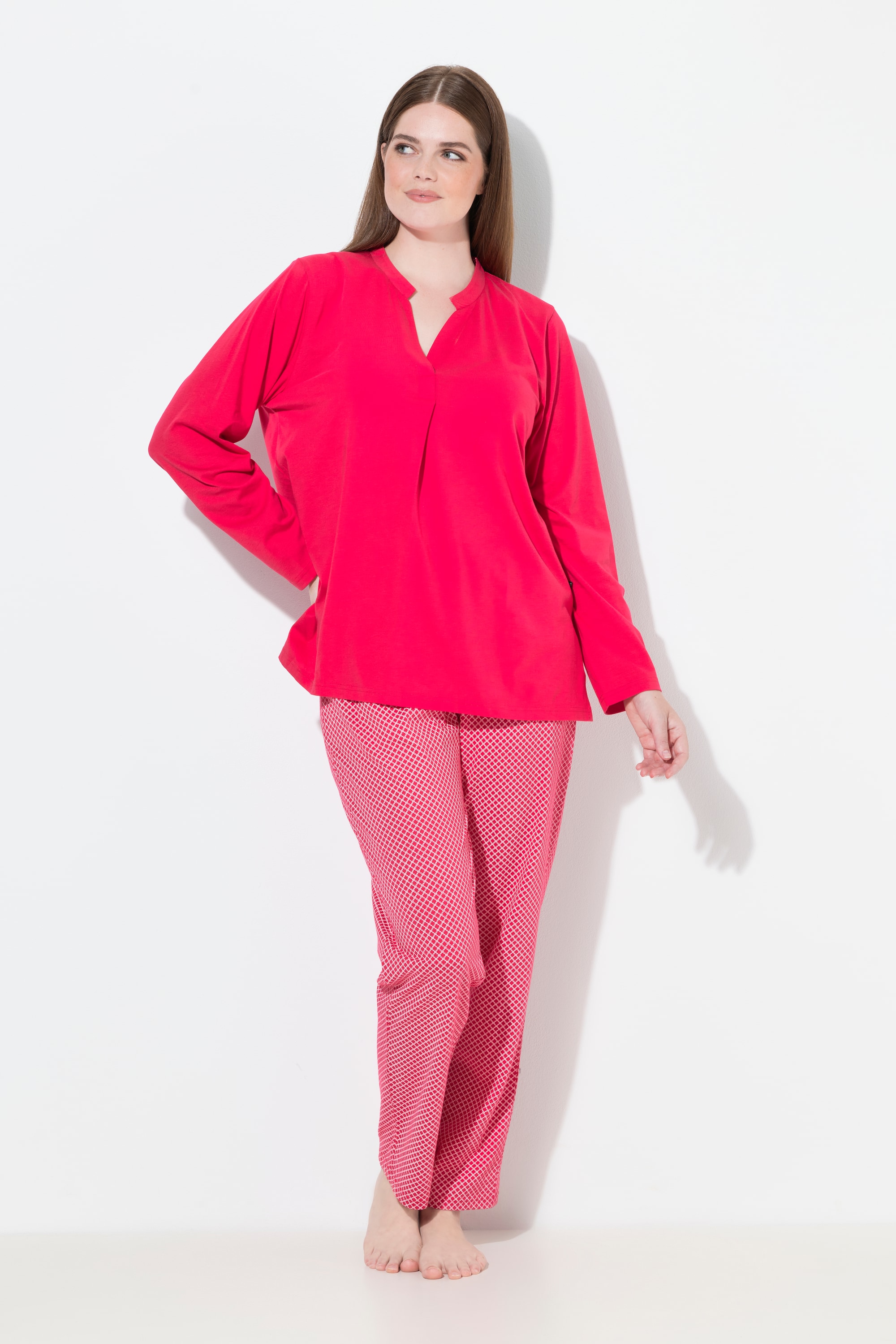 Pyjama à motif, col rond et manches longues, ULLA POPKEN