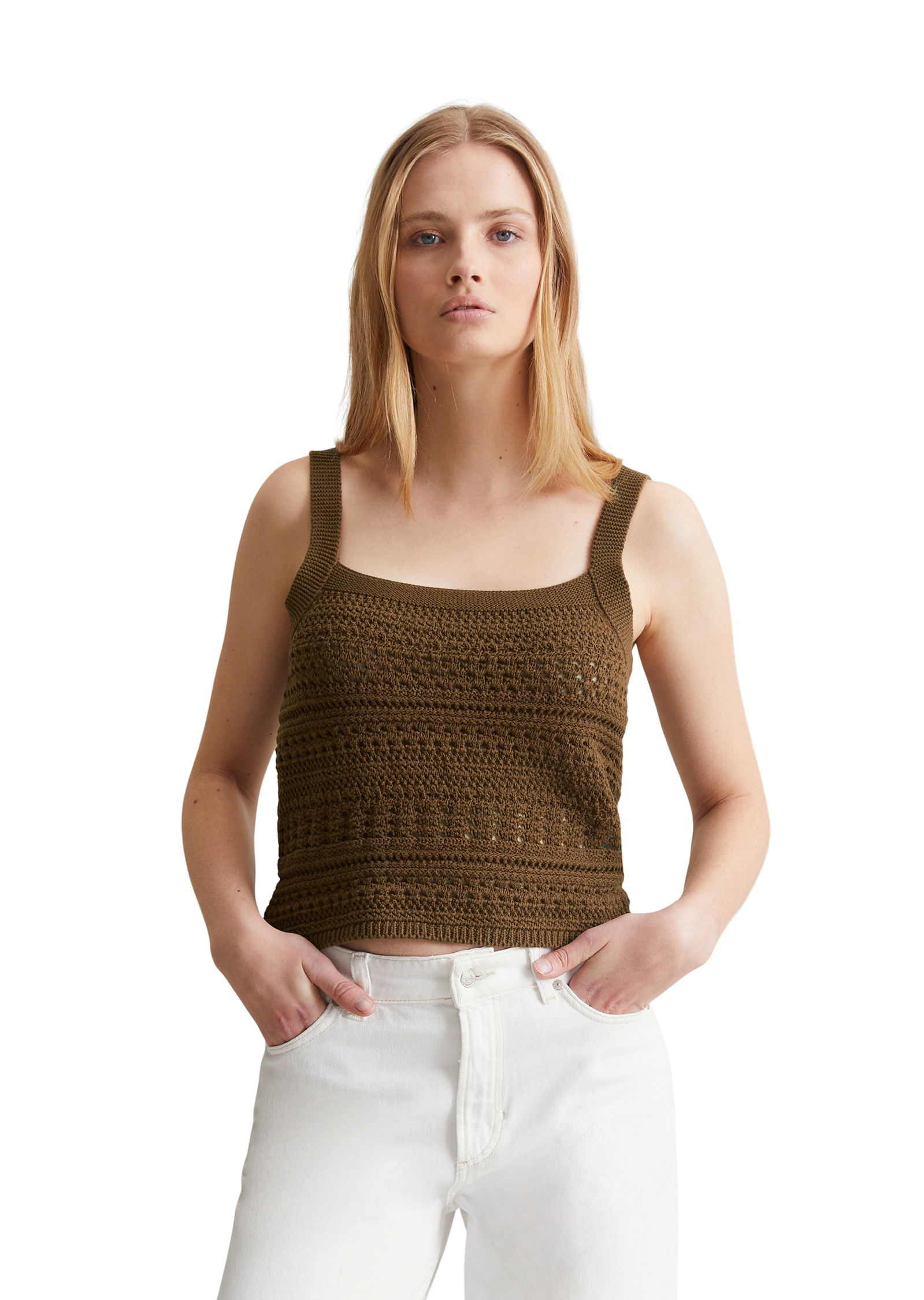 Top en tricot régulier en aspect crochet, MARC O’POLO DENIM