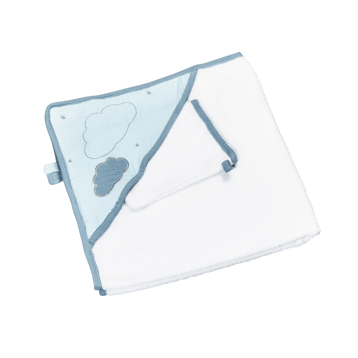 Cape de bain et gant en coton, SAUTHON