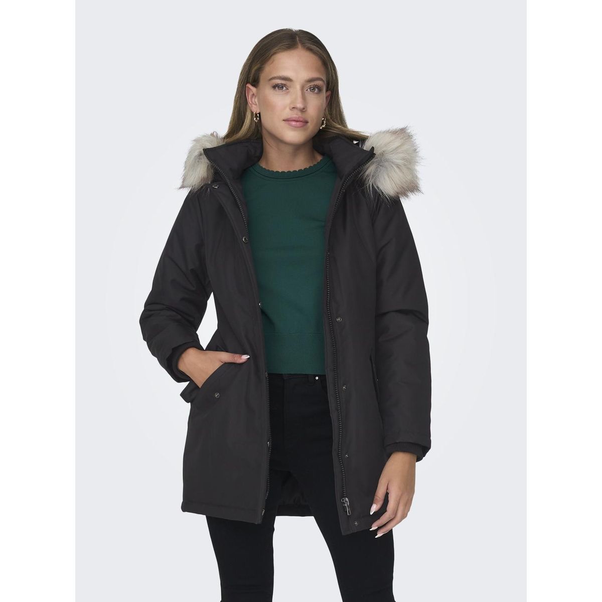 Parka femme fourrure discount noir