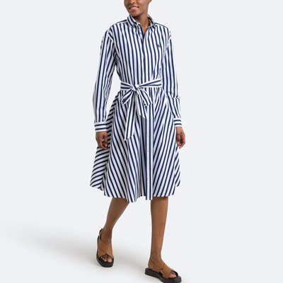 Striped Cotton Shirt Dress with Long Sleeves POLO RALPH LAUREN