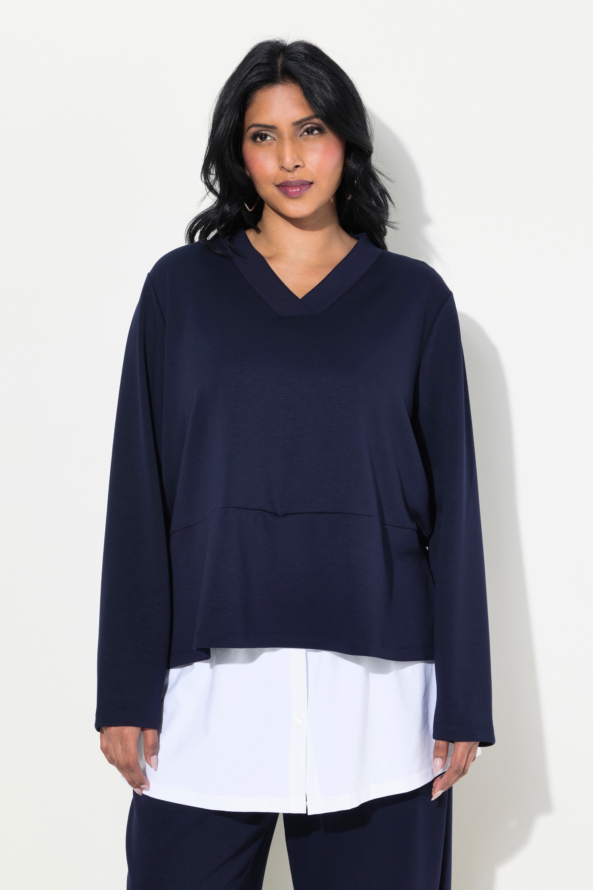 Sweat-shirt, col en V et manches longues, ULLA POPKEN
