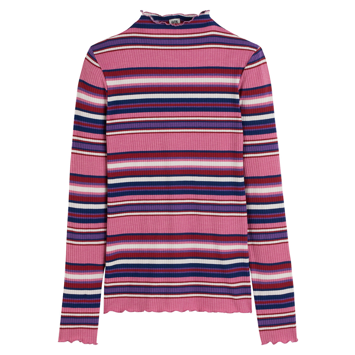 Striped High Neck T-Shirt with Long Sleeves, LA REDOUTE COLLECTIONS