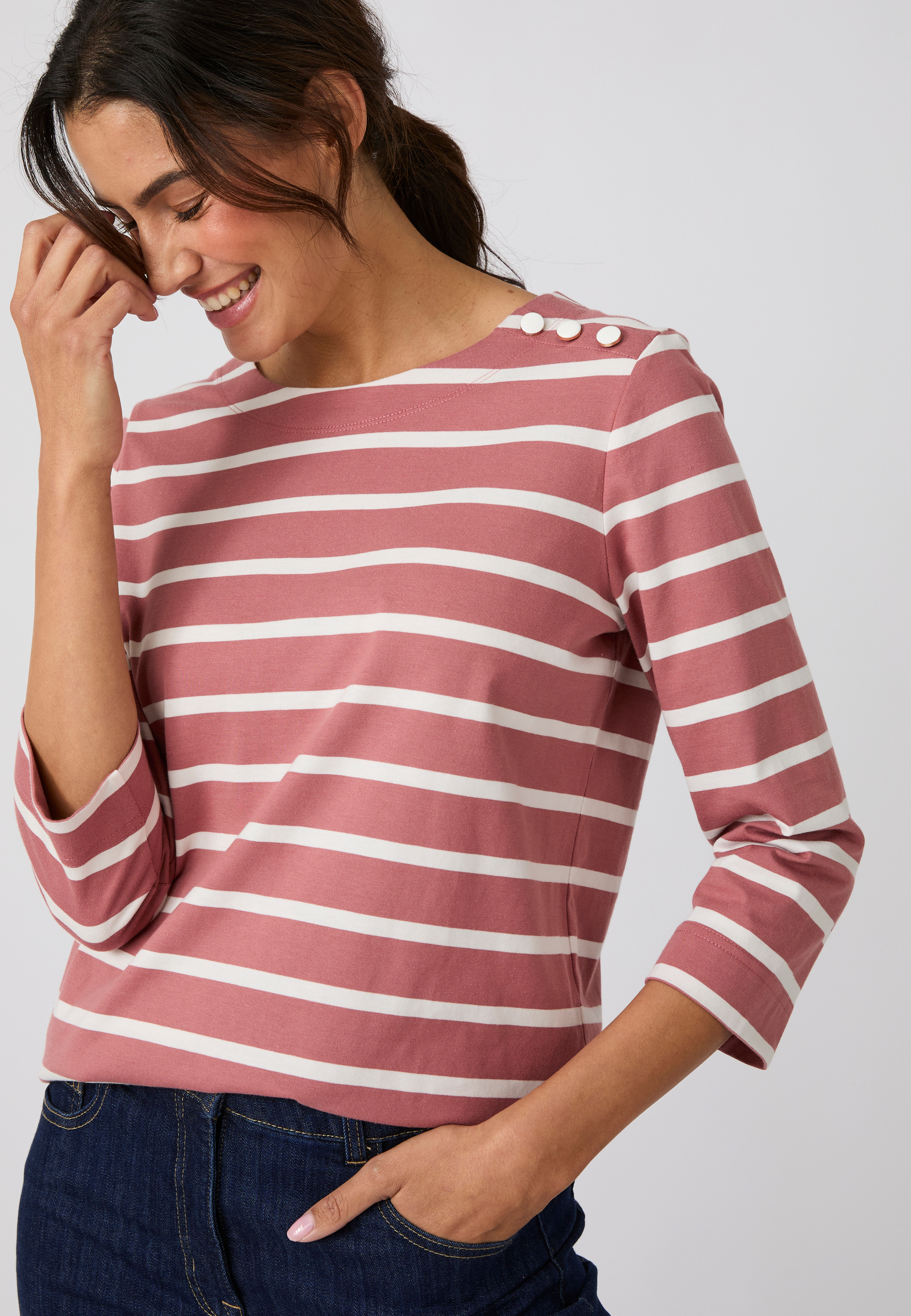 T-shirt rayé pur coton, DAMART