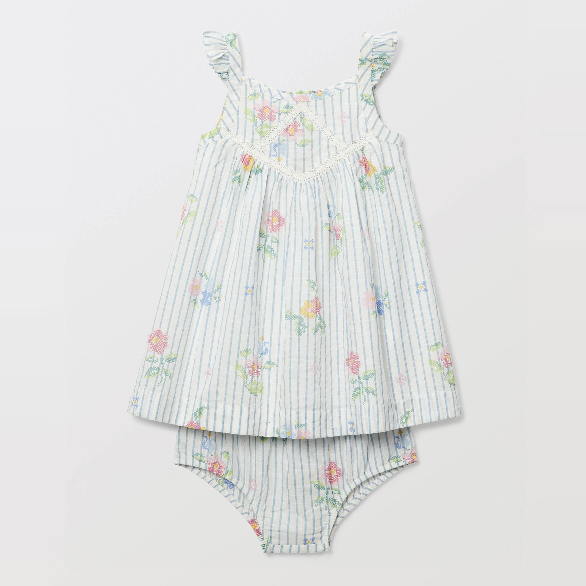 Robe avec bloomer à carreaux imprimé en coton, BOUT'CHOU