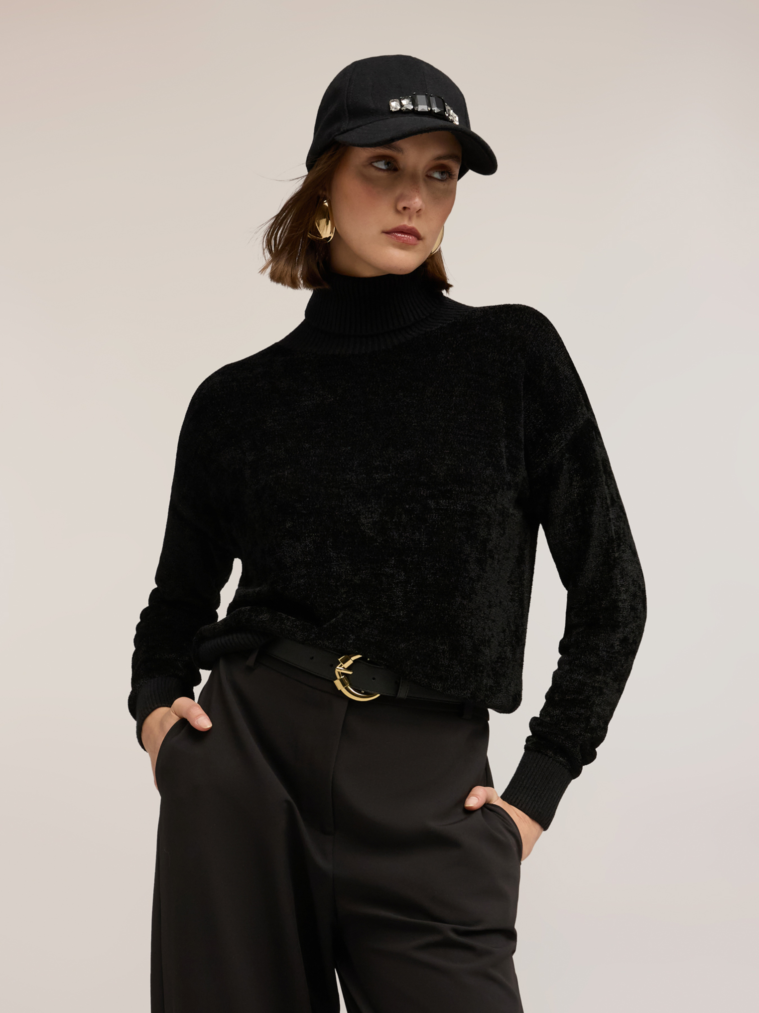 Pull col roulé en chenille, MOTIVI
