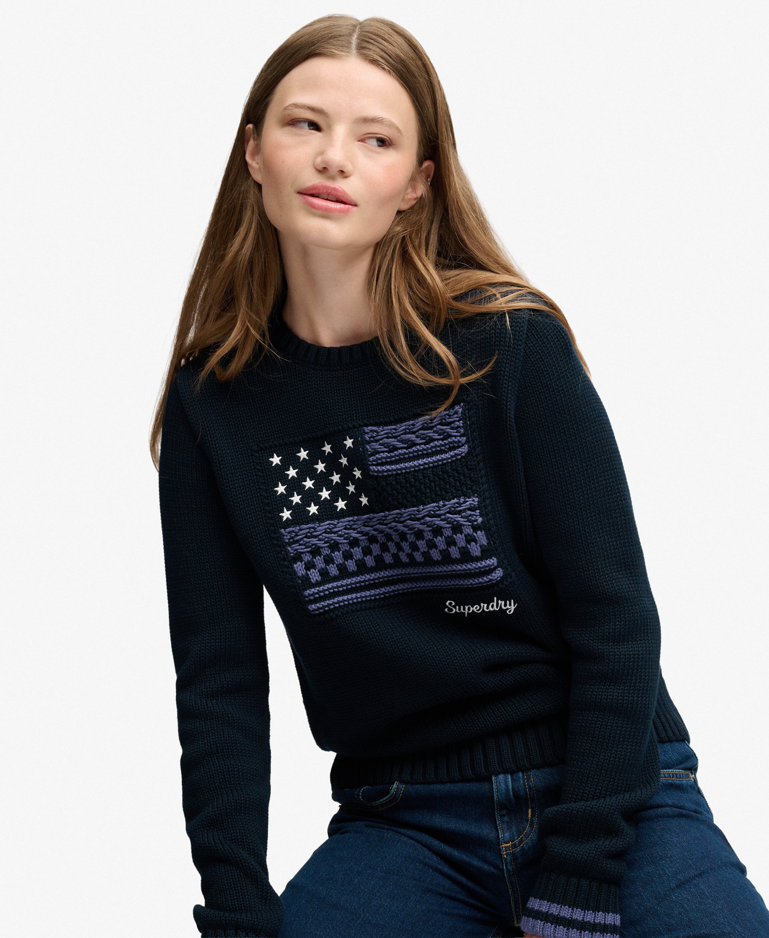 Pull Cable Flag Knit coupe décontractée, SUPERDRY
