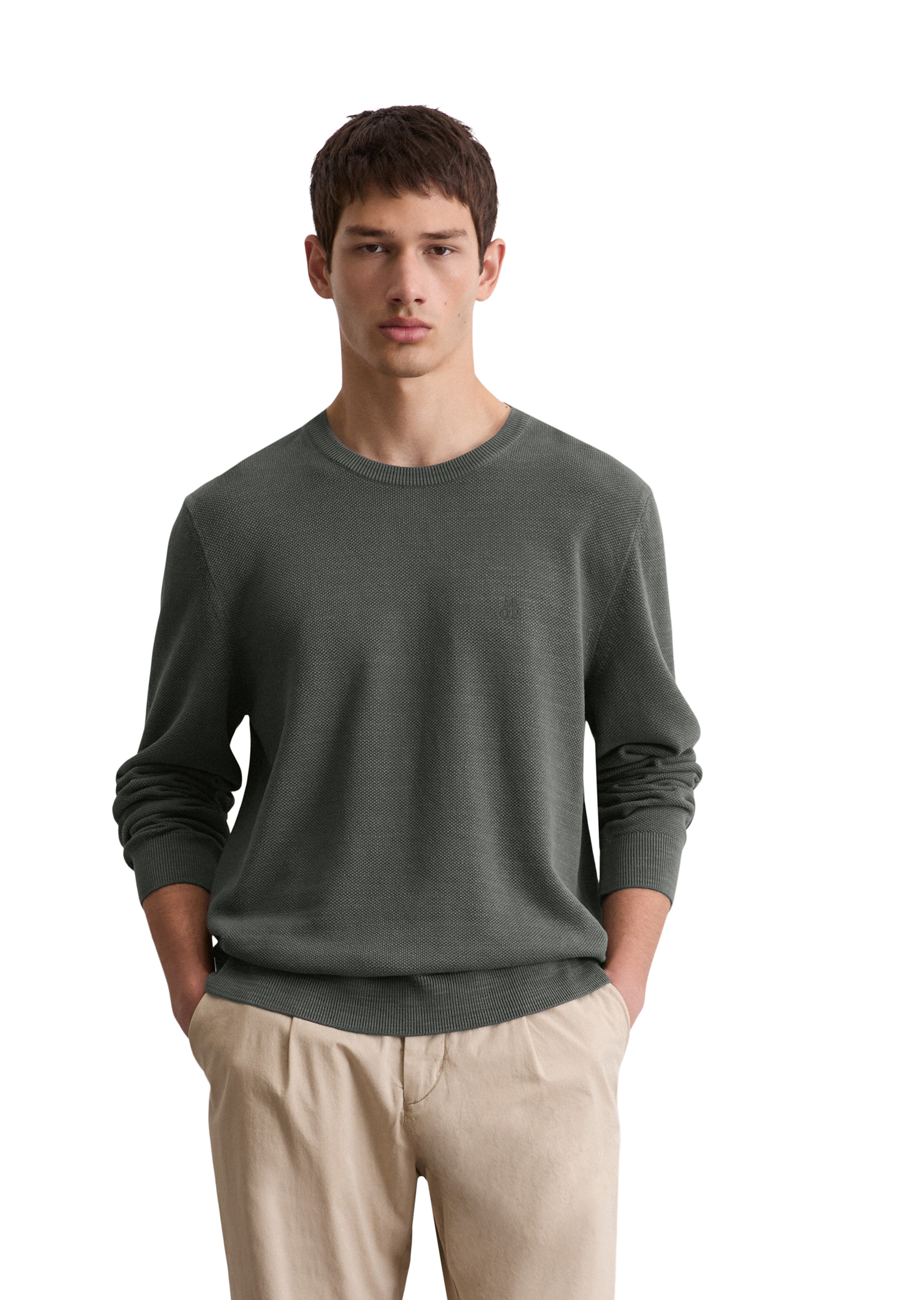 Pull-over regular en piqué de coton bio, MARC O'POLO