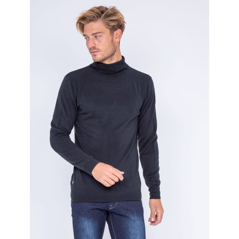 Pull col roulé bleu best sale marine homme