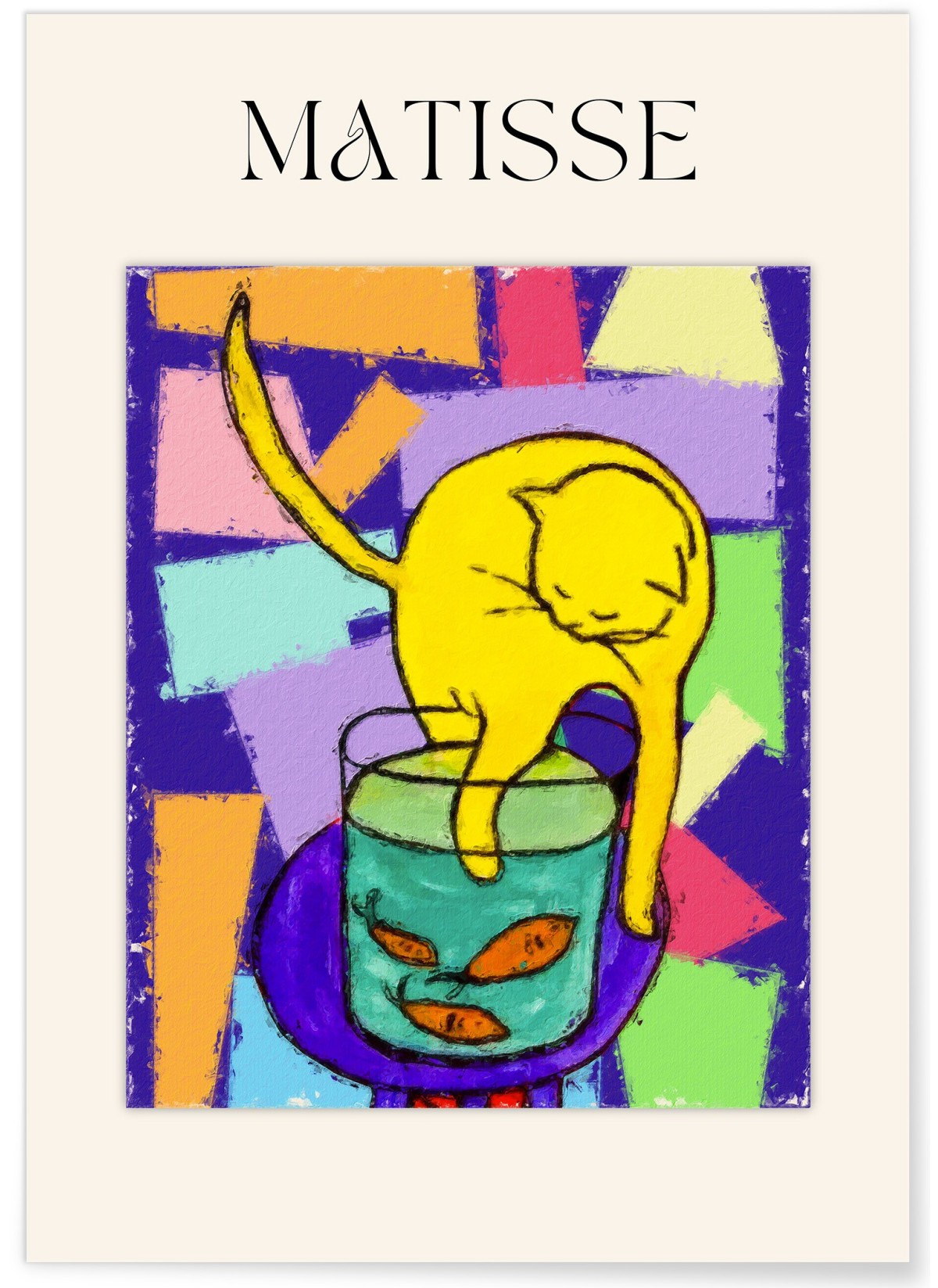 Affiche Matisse - Chat Curieux et Poissons, L'AFFICHERIE