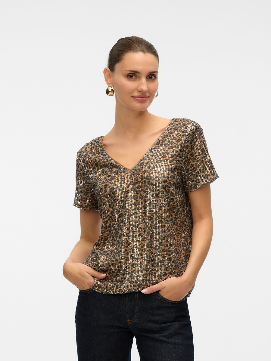 Leopard Print Sequin Top, VERO MODA