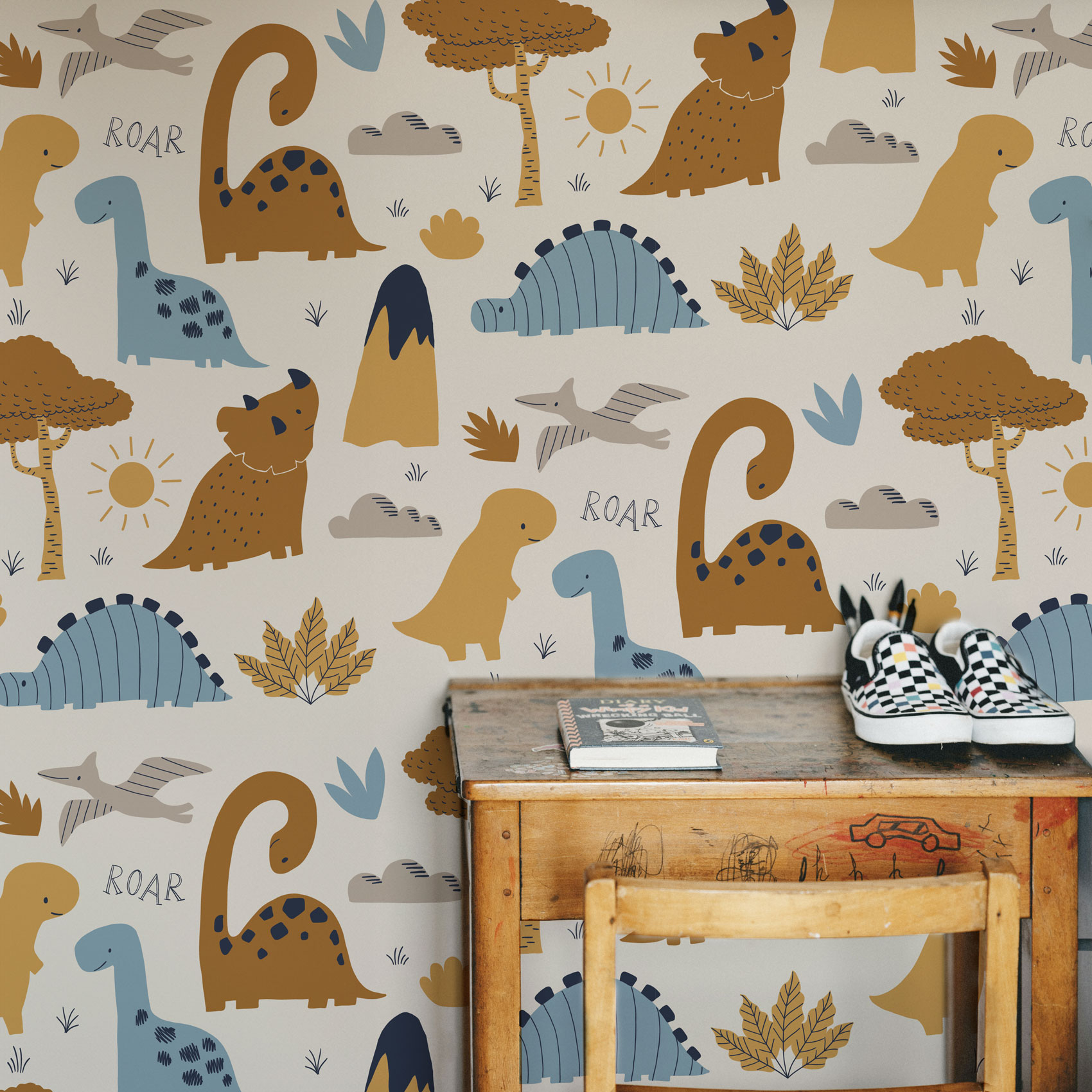 Papier peint panoramique Dinosaures Roarrr,  450 x 250cm, ACTE DECO