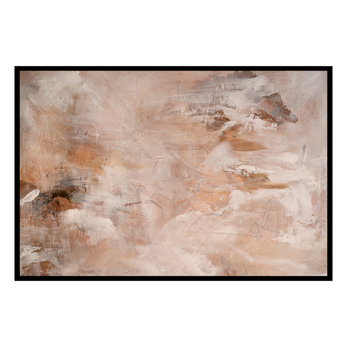 Affiche encadrée abstraction beige texturée, HEXOA