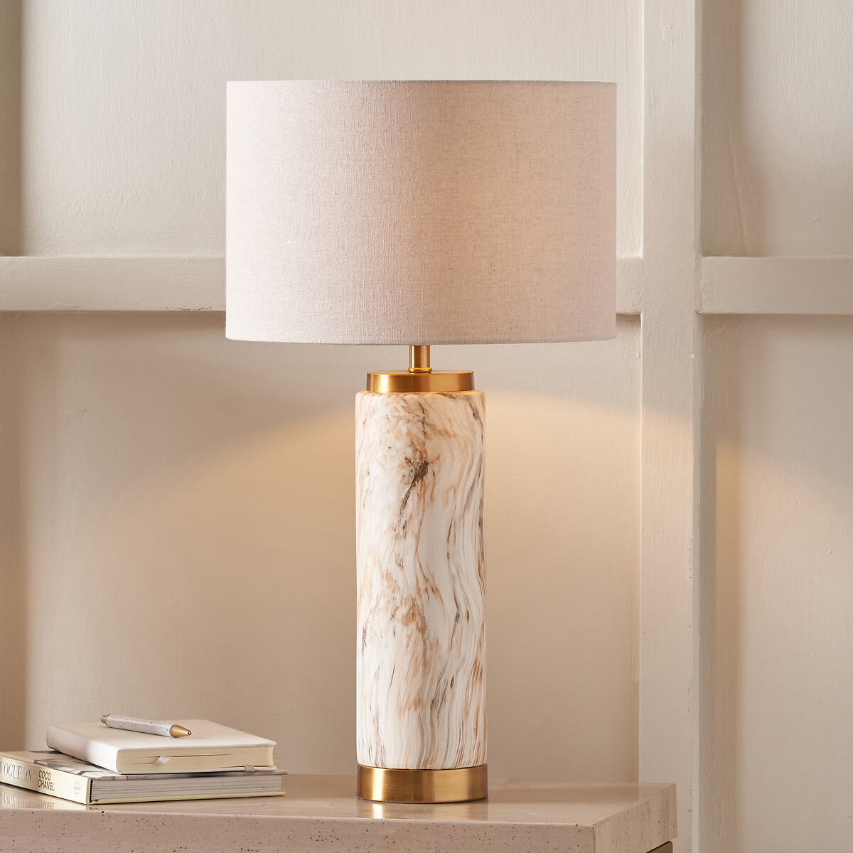 Carrera Tall Stone Effect Ceramic Table Lamp, SO'HOME