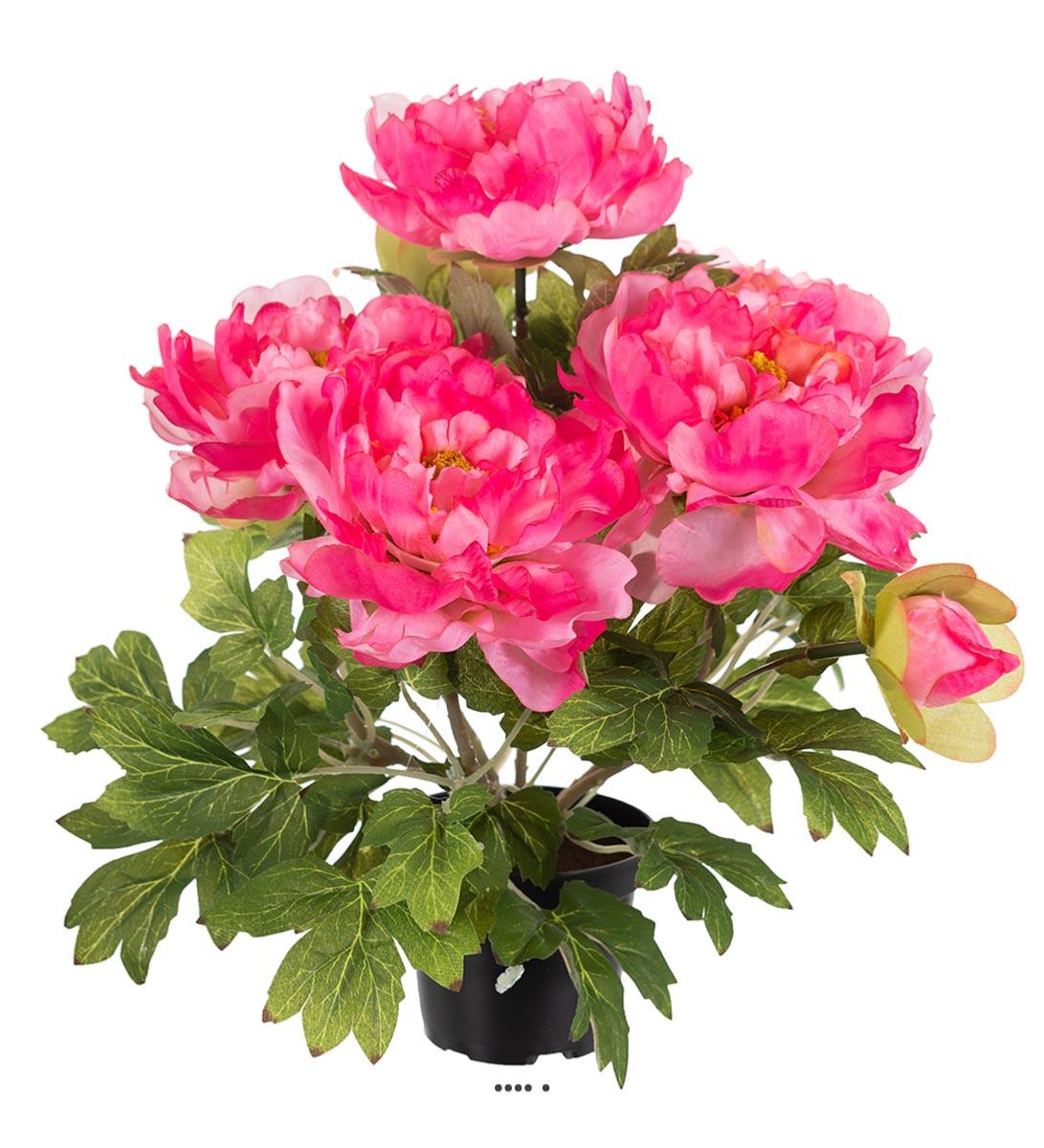 Pivoine artificielle en pot H 35 cm 4 fleurs, ARTIFICIELLES