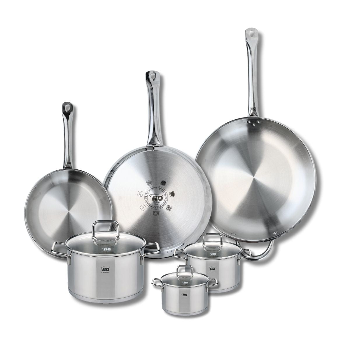 3 poêles 24/28/32cm + 3 faitouts 12/14/20cm PROFI CITRIN, ELO