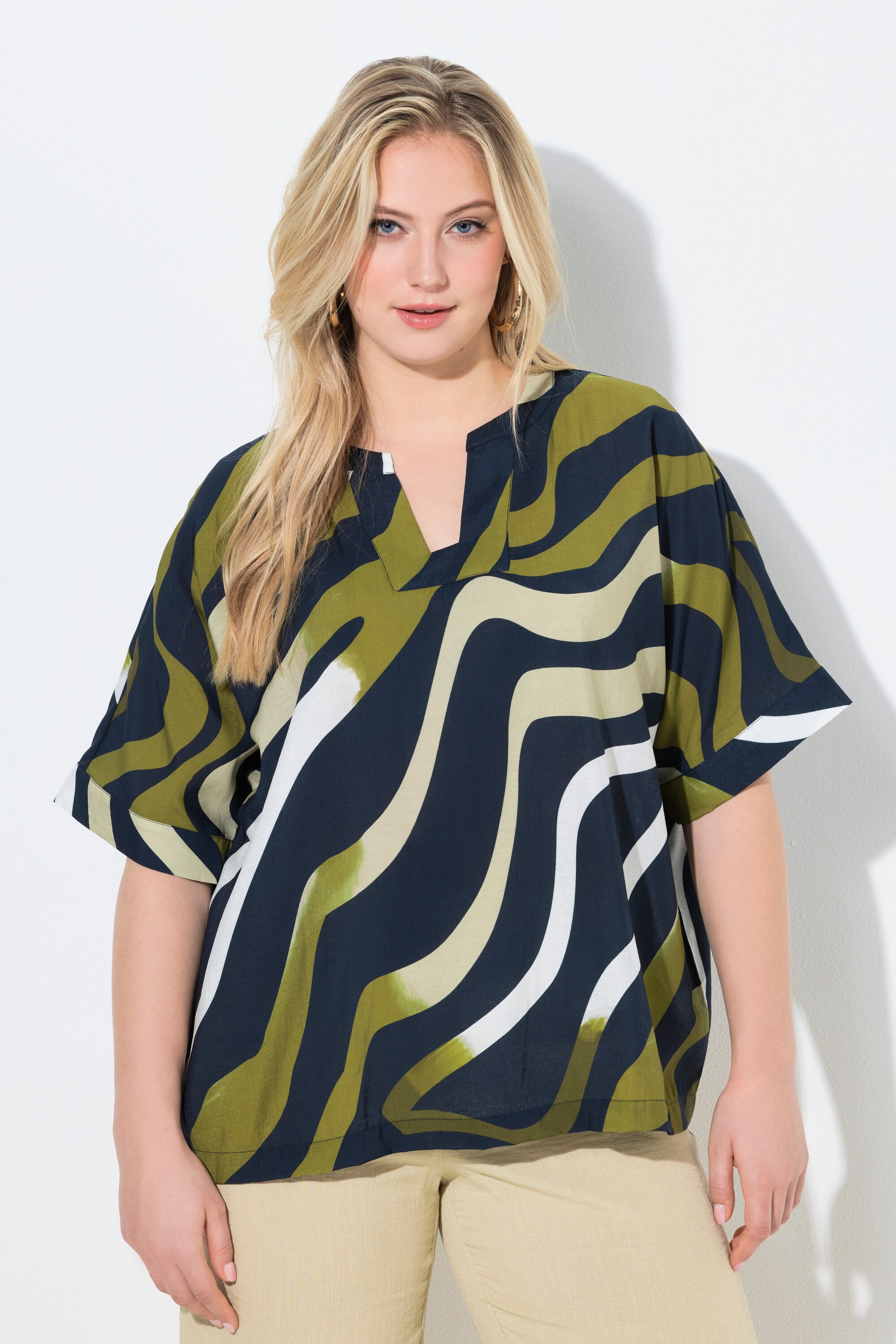 Blouse-tunique oversize, motif vagues, ULLA POPKEN