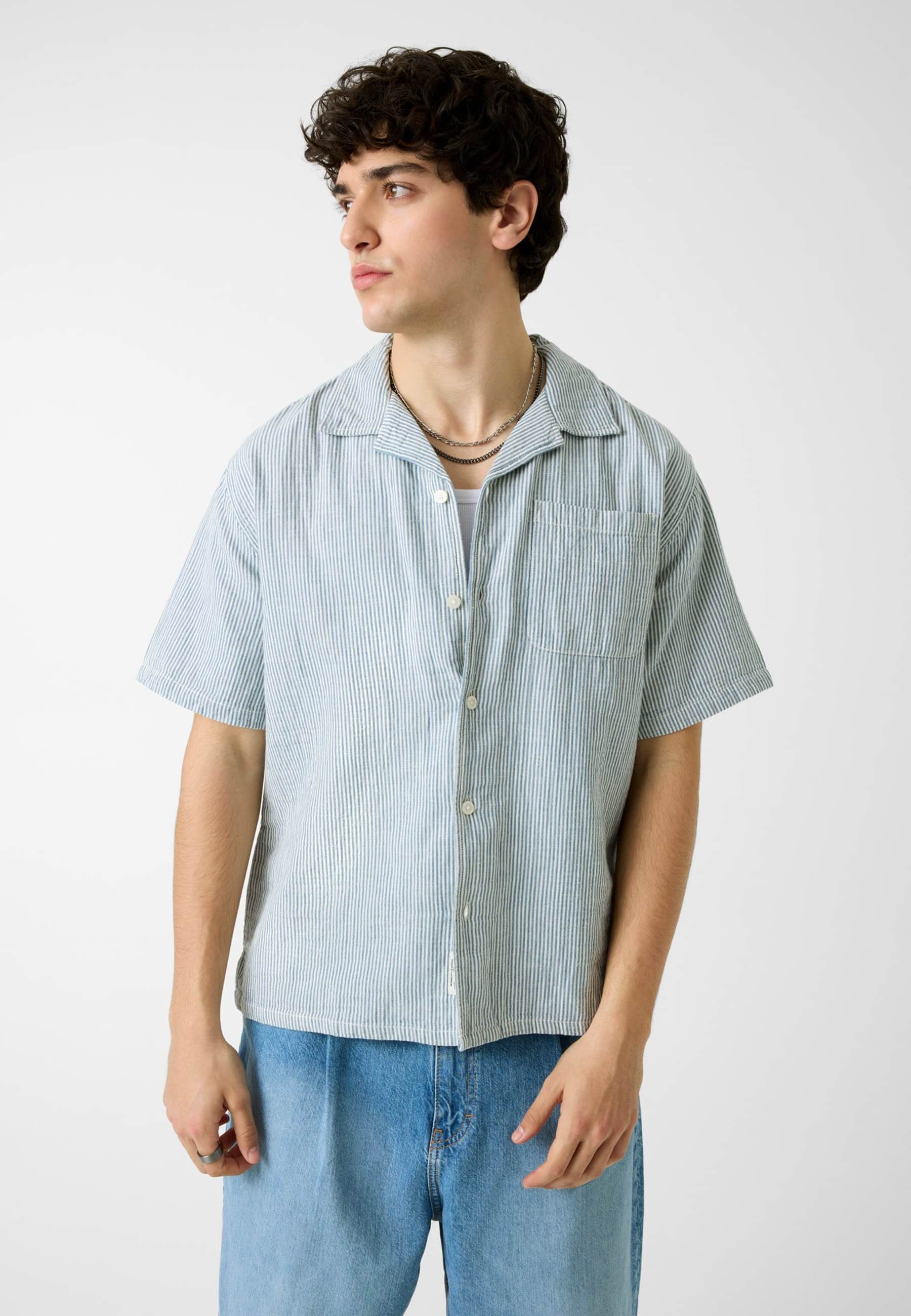Chemise Rayée En Mélange De Lin, GUESS JEANS