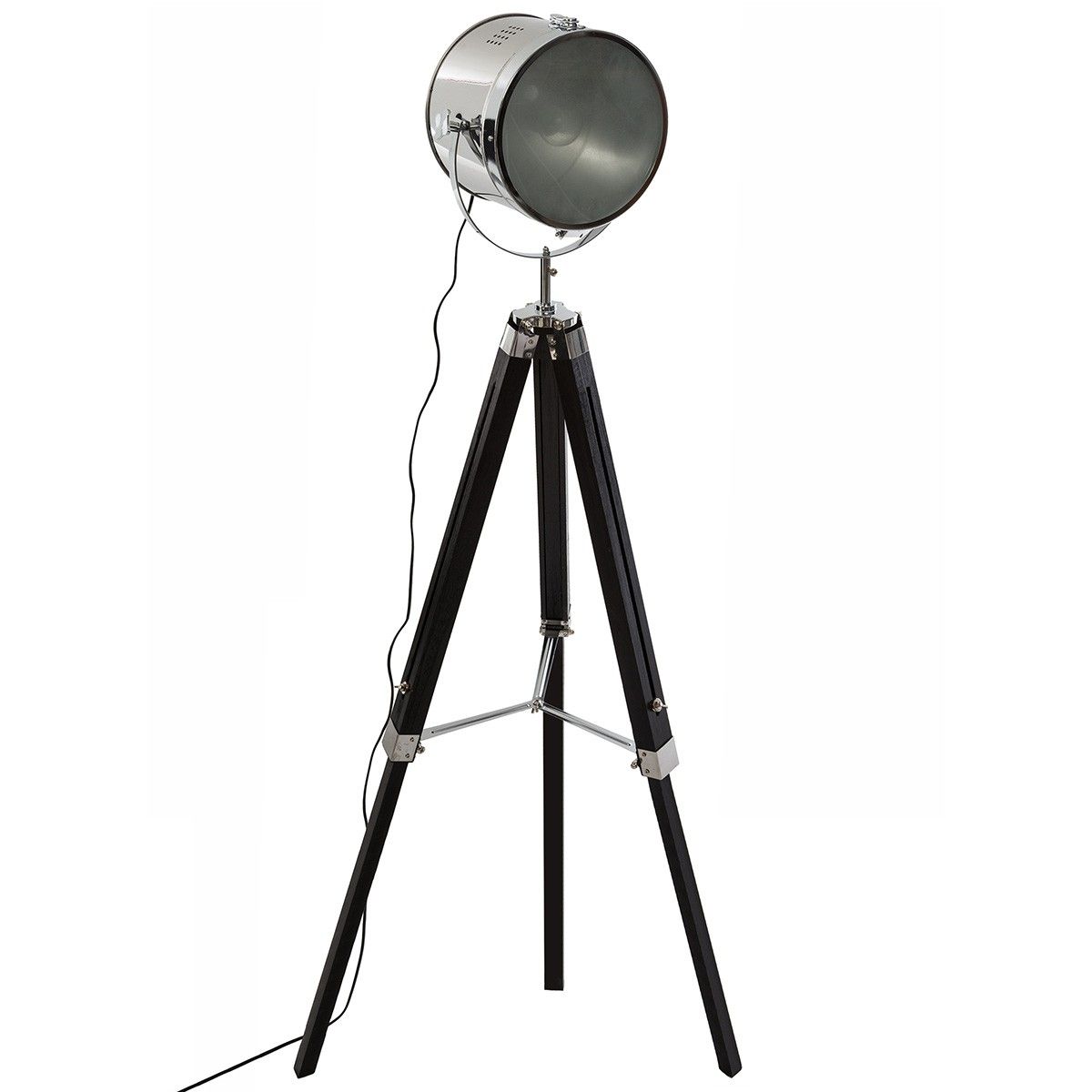 lampadaire industriel metal et bois ebor h150