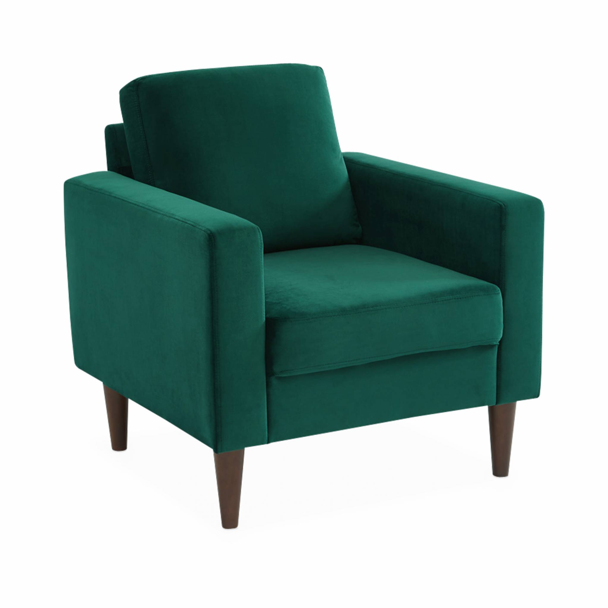 Fauteuil vintage bois d'hévéa velours BJORN, SWEEEK