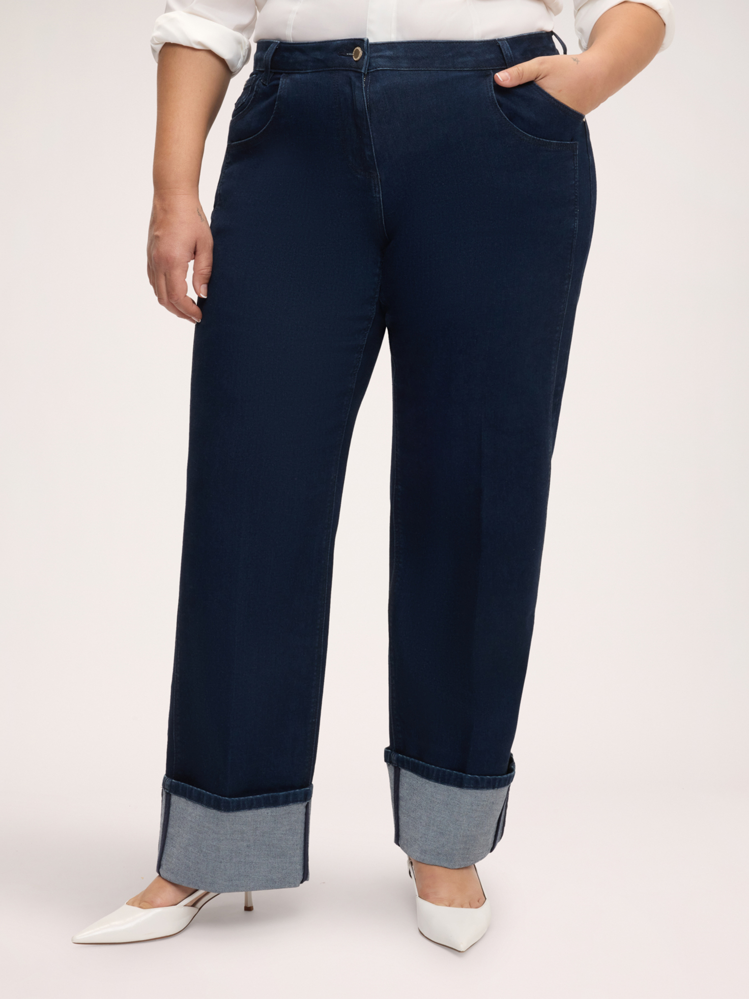 Jean Wide Leg avec maxi revers, FIORELLA RUBINO