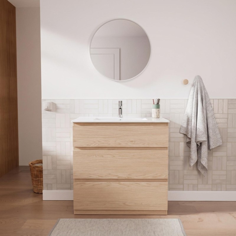 Meuble simple vasque 80cm - avec  plan vasque céramique SORRENTO, MOB IN