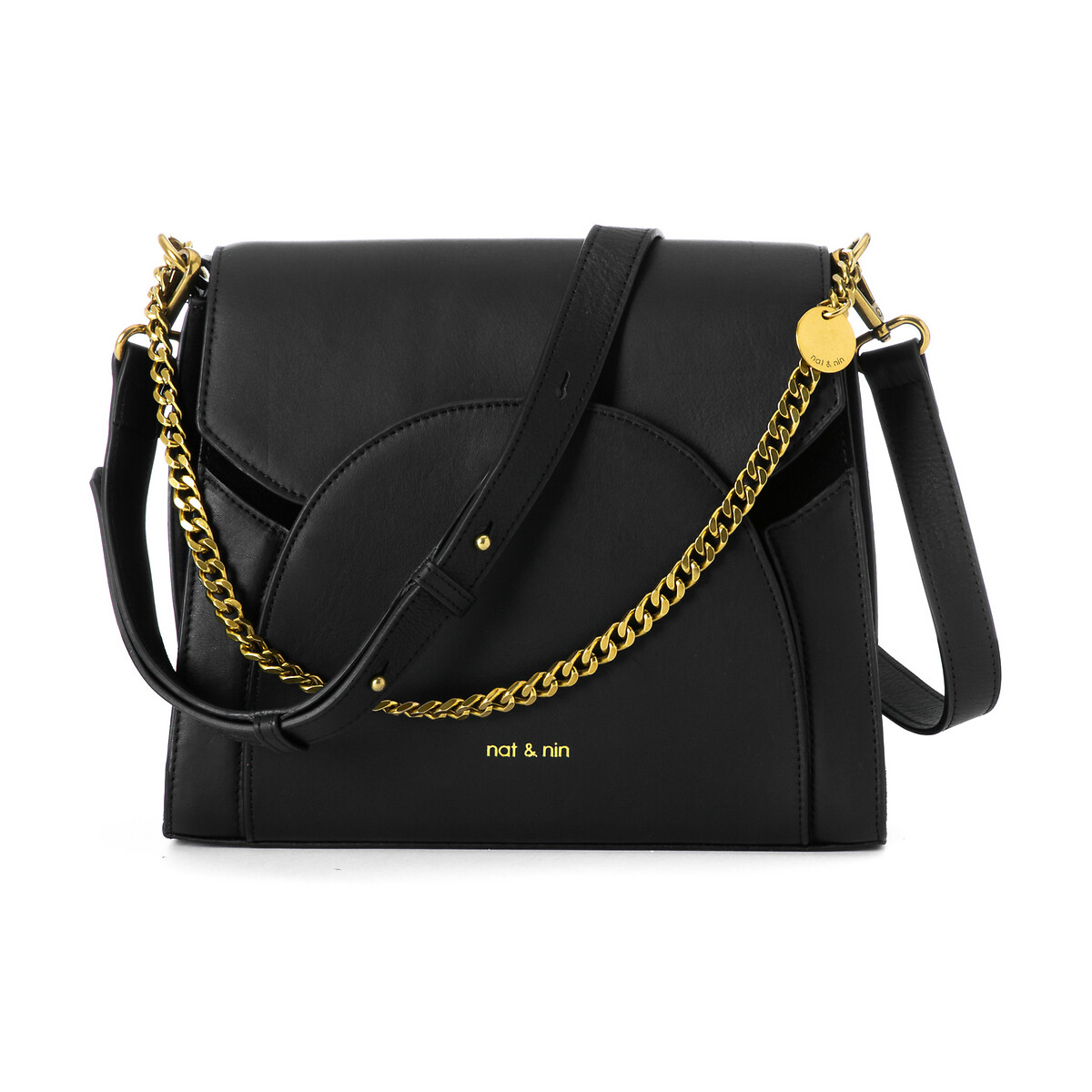 Kamila Leather Bag with Detachable Gold Chain Shoulder/Crossbody Strap