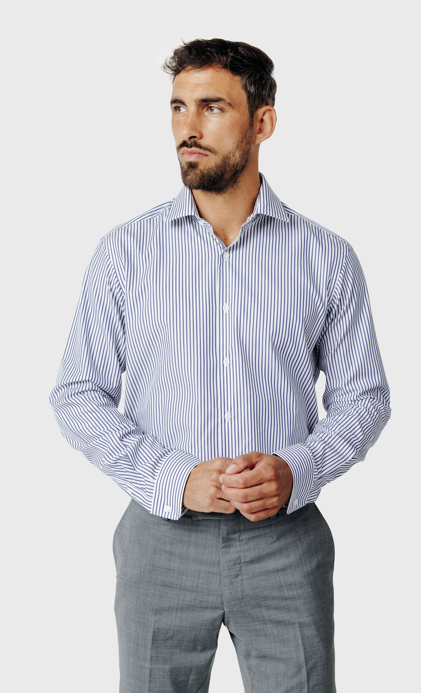 Chemise Regular fit double retors à rayures, ACROSS