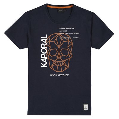Logo Print Cotton T-Shirt with Short Sleeves KAPORAL