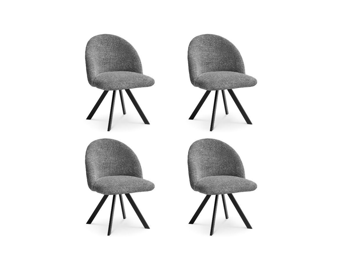 Lot de 4 chaises tissu chiné, LALIE, BOBOCHIC