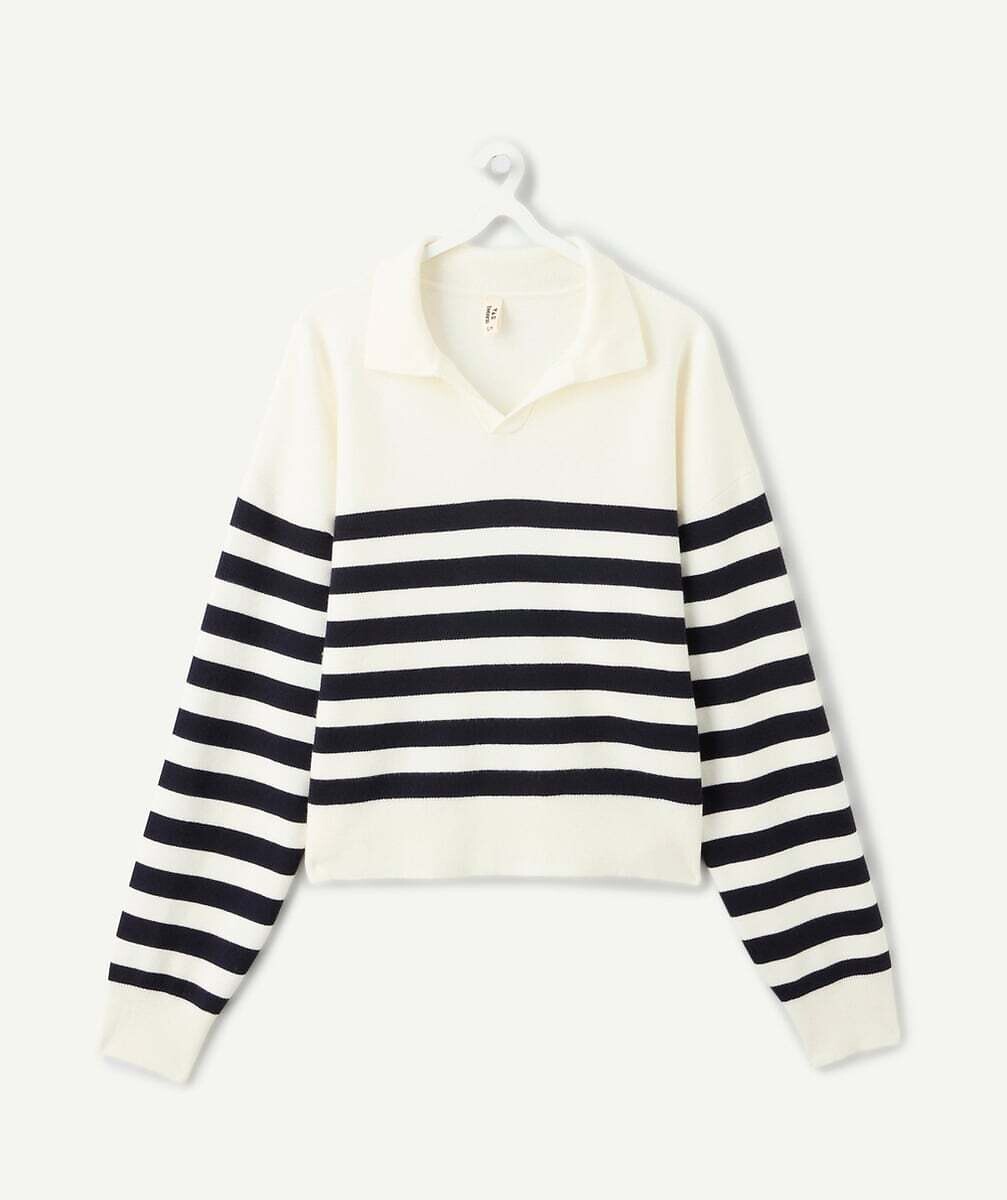Pull rayé, col polo, TAPE A L'OEIL